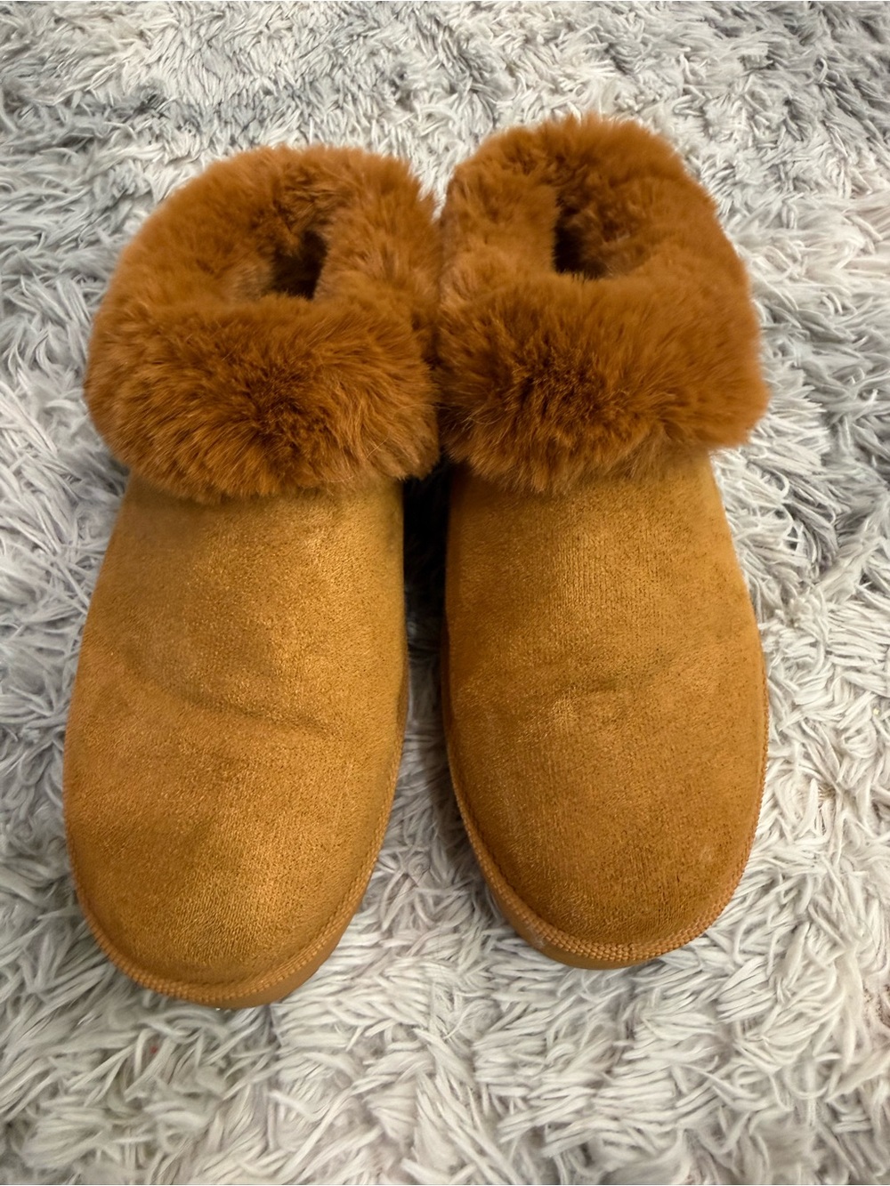 Forever Link Chestnut Faux Fur Cuff Slip-On Slippers
